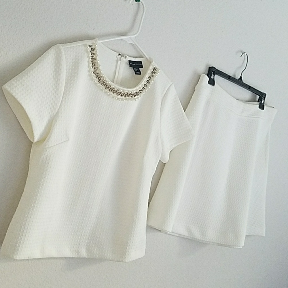 Spring Time! Classy Pearl White Skirt Set